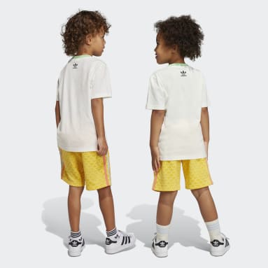Kids Lifestyle White Graphic Print Shorts and Tee Set