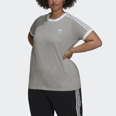 T-shirt Adicolor Classics 3-Stripes (Grandes tailles) Gris Femmes Originals