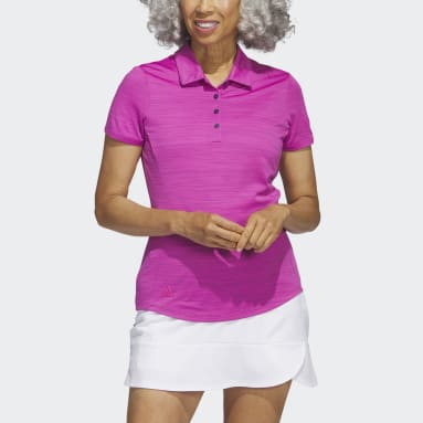 Women Golf Pink Space-Dyed Short Sleeve Polo Shirt