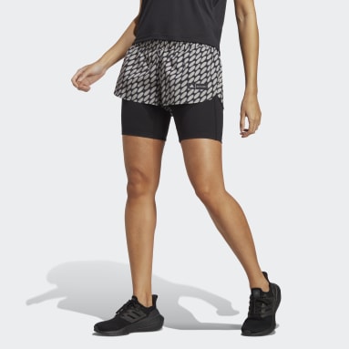 Women's Running Brown adidas x Marimekko Run Icons 3 Bar Logo 2-in-1 Running Shorts