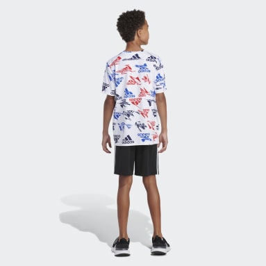 Youth Training White Glitchy Allover Print Tee