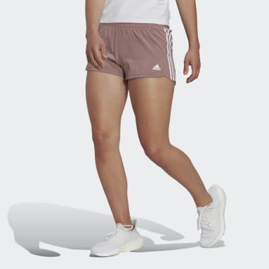 Women Training Brown Pacer 3-Stripes Woven Shorts