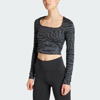 Frauen Fitness & Training TrainIcons Training Jacquard Crop Longsleeve Grau
