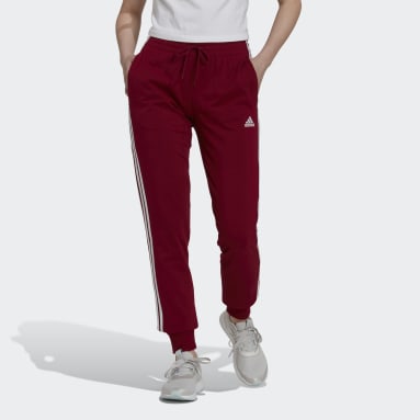 Women Sportswear Burgundy Essentials Single Jersey 3-Stripes Pants
