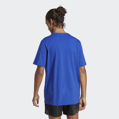 Camiseta Essentials Single Jersey con Logo Bordado Azul Hombre Sportswear