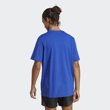 Polera Essentials Single Jersey con Logo Bordado Azul Hombre Sportswear