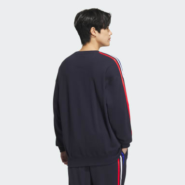 エッセンシャルズ プラス ルーズフィット スリーストライプス フレンチテリー スウェットシャツ