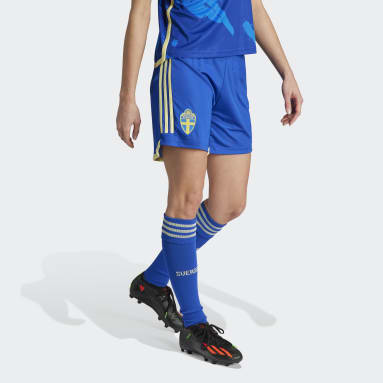 Calções Alternativos 23 da Seleção Feminina da Suécia Azul Mulher Futebol