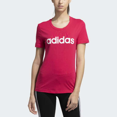 Women Training Pink ESSENTIALS LINEAR SLIM TEE