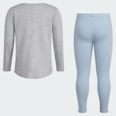 Children Lifestyle Grey Long Sleeve Swing Graphic Tee Tight Set