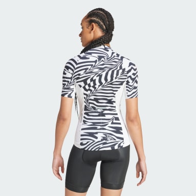 Women Cycling White Essentials 3-Stripes Fast Zebra Cycling Jersey
