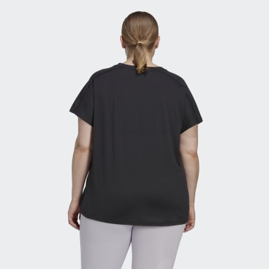 T-shirt d'entraînement col en V et petit logo AEROREADY Essentials (Grandes tailles) noir Femmes Training Et Fitness