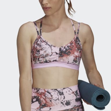 Ženy Joga fialová Športová podprsenka Yoga Essentials Studio Light-Support Allover Print