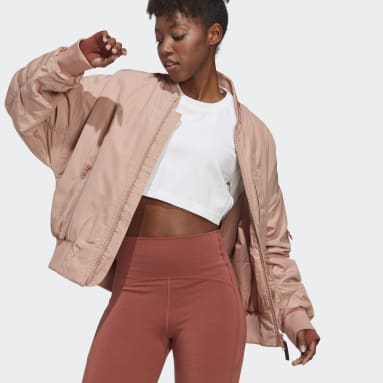 Women Gym & Training Brown 스텔라 우븐 봄버 재킷