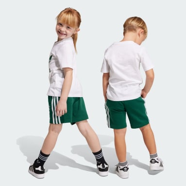Kids Originals Green Adicolor Shorts and Tee Set