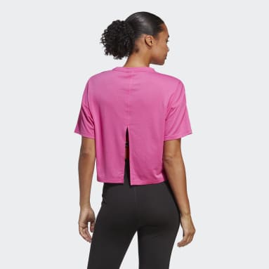 ผู้หญิง Gym & Training สีชมพู เสื้อยืด Train Icons 3-Bar Logo