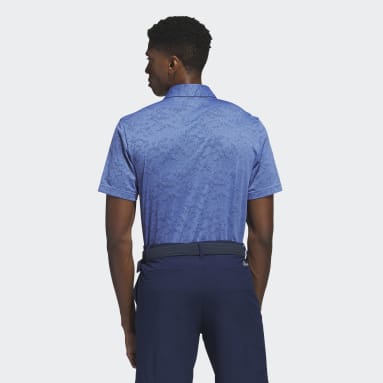 Men's Golf Blue Textured Jacquard Golf Polo Shirt
