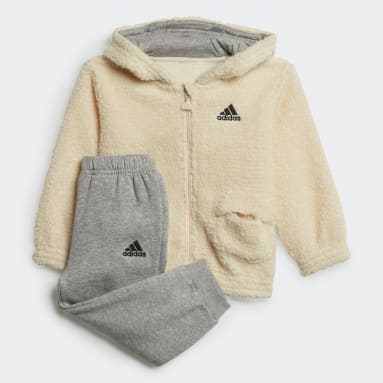 Infant & Toddlers 0-4 Years Sportswear Beige Hooded Teddy Fleece Jogger Set (Gender Neutral)