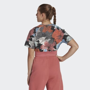 Frauen Sportswear Allover Print Cropped T-Shirt Rot