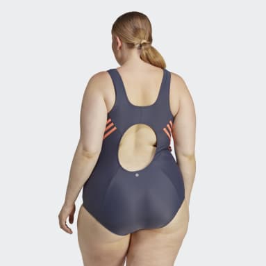 Dam Sportswear Blå 3-Stripes Swim Suit (Plus Size)
