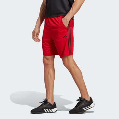 Men's Training Red Train Essentials Piqué 3-Stripes Training Shorts
