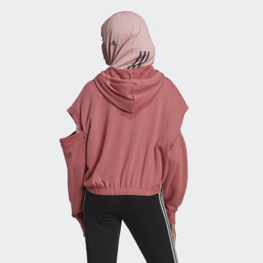 Women Sportswear Red Hyperglam 3-Stripes with Cutout Detail Sweatshirt