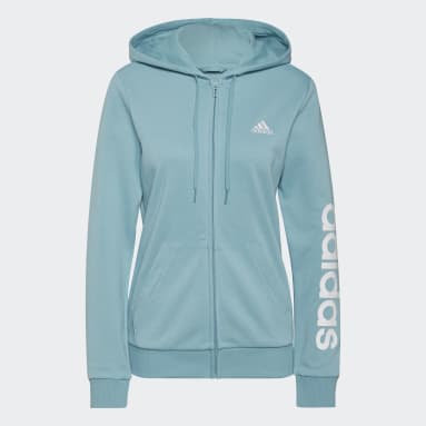 Polera con Capucha Essentials Logo Turquesa Mujer Sportswear