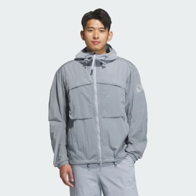 시티 이스케이프 루즈 핏 샤이니 크링클 립스톱 후드 재킷