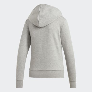Polera con Capucha Essentials Fleece 3 Tiras Plomo Mujer Sportswear