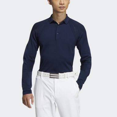 남성 Golf Blue 스테이트먼트 프라임니트 긴팔 폴로 셔츠