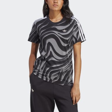 adidas Originals leopard print large logo t-shirt in black