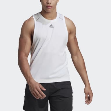 adidas Sleeveless Waist Length Tank Top - White, Kids' Lifestyle