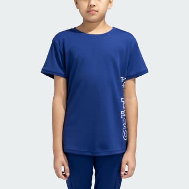 Girls Training Blue YOUNG ATHLETES LINEAR LOGO TEE