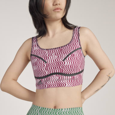ผู้หญิง adidas by Stella McCartney สีขาว เสื้อครอปเทรนนิงพิมพ์ลาย adidas by Stella McCartney TruePurpose