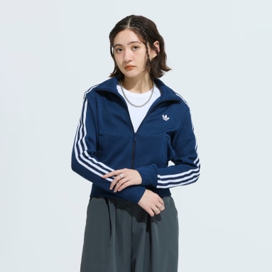 ウ*フ様 adidas トラックジャケット5号 水色/ネイビー 中古・古着通販】adidas (アディダス) トラックジャケット ブルー