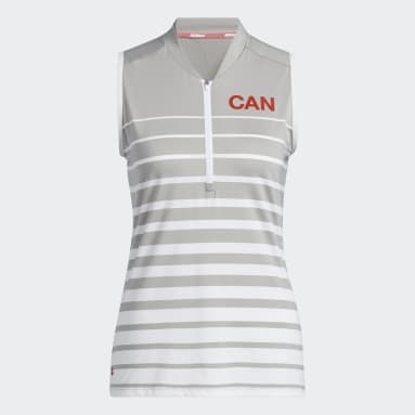 Polo sans manches Stripe gris Femmes Golf
