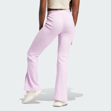Women Training Purple Lounge Ribbed Flared-Leg Pants