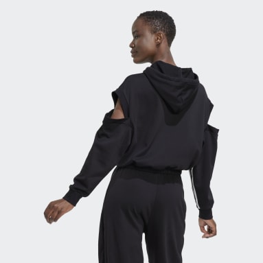 Felpa Hyperglam 3-Stripes with Cutout Detail Nero Donna Sportswear
