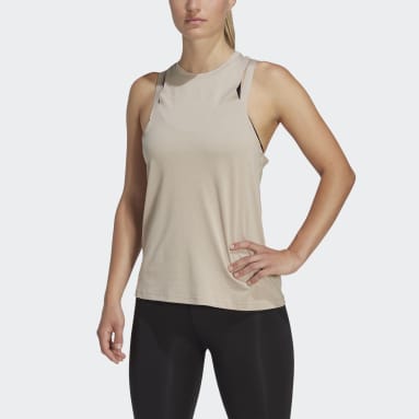 Playera sin Mangas AEROREADY Train Essentials Logo 3 Barras Café Mujer Training