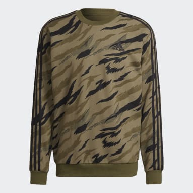 Men Sportswear Green Essentials French Terry Camo-Print Sweatshirt