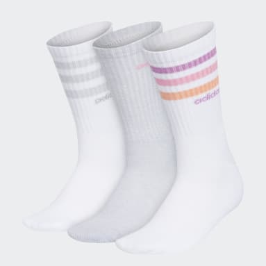 Women's Training White 3-Stripes Crew Socks 3 Pairs