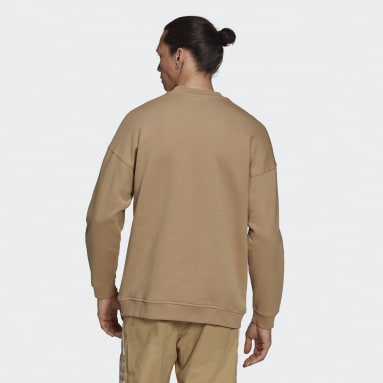 Men originals Beige Adicolor Classics Lock-Up Trefoil Crewneck Sweatshirt