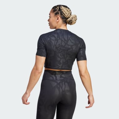 Women Gym & Training Black Power Cropped Tee
