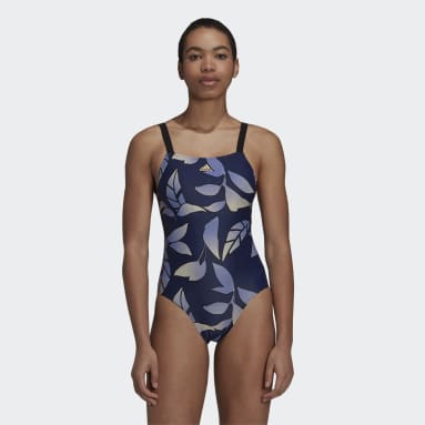 Women Swimming Blue Padded Graphic Swimsuit