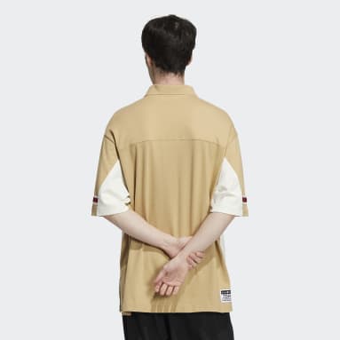 Men Originals Beige Modern Collegiate Short Sleeve Polo Shirt