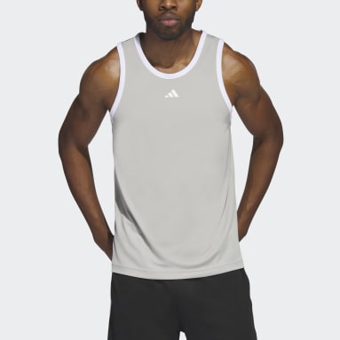 Men Basketball Grey adidas Basketball 3-Stripes Tank Top