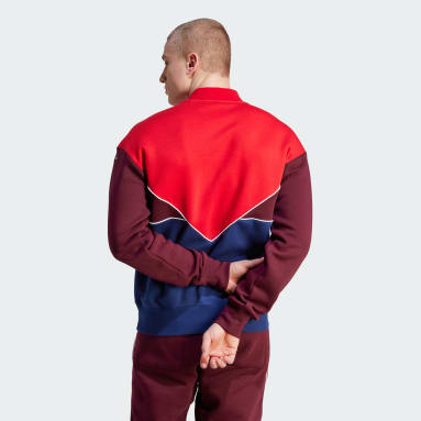 Men's Originals Red Adicolor Seasonal Archive Half-Zip Crew Sweatshirt