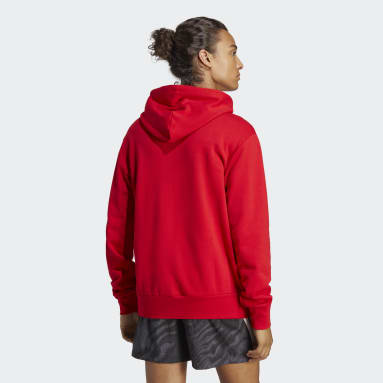 Polera con Capucha Essentials Logo Lineal Felpa Rojo Hombre Sportswear