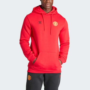 Sweat-shirt à capuche Trèfle Manchester United Essentials Rouge Hommes Football