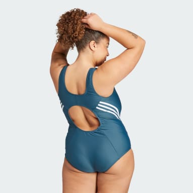 Dames Sportswear Turquoise 3-Stripes Zwempak (Grote Maat)